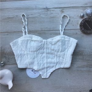 princess polly womens tops White crop top NWT bustier spaghetti strap lined